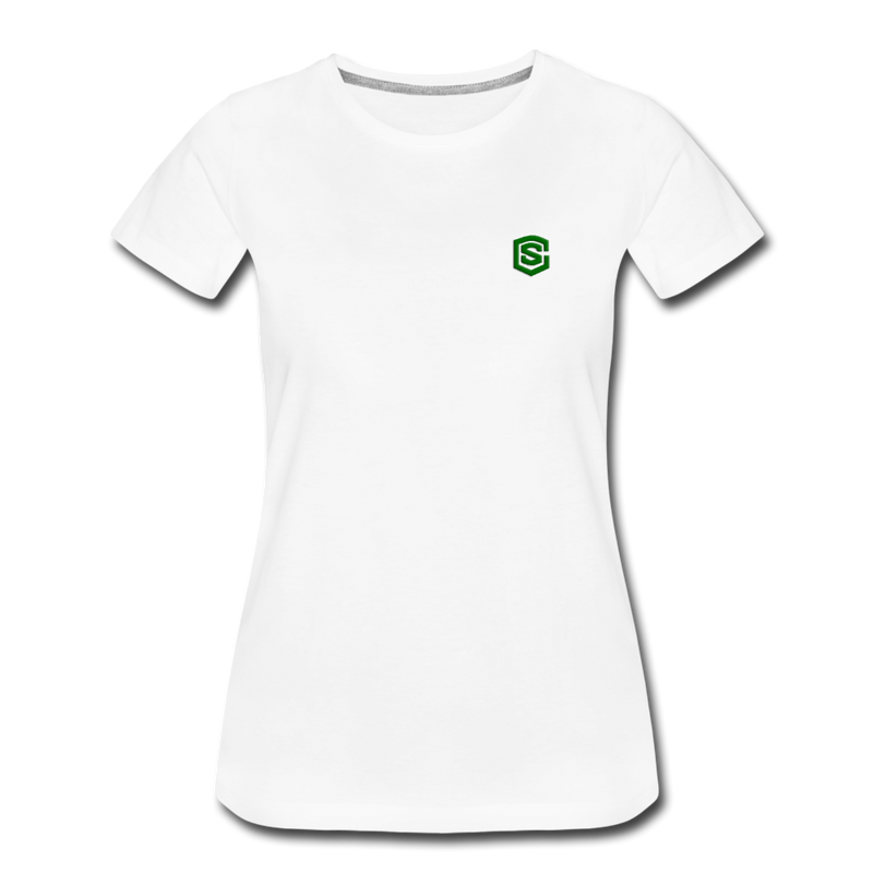 Women’s Premium T-Shirt  WITH GREEN  LOGO - white