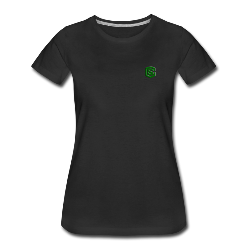 Women’s Premium T-Shirt  WITH GREEN  LOGO - black