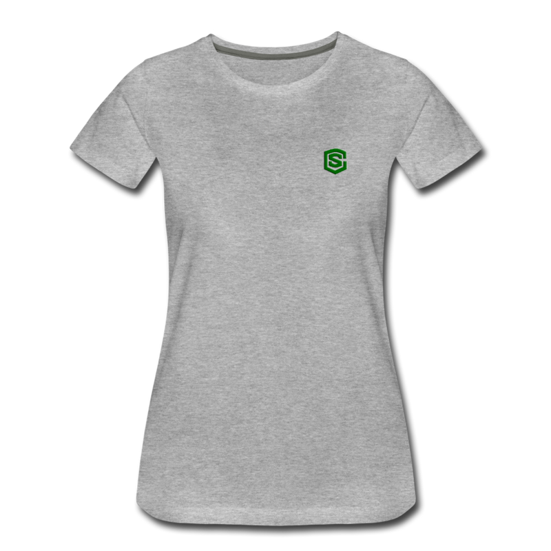 Women’s Premium T-Shirt  WITH GREEN  LOGO - heather gray