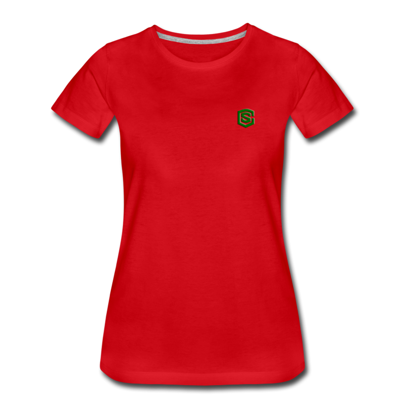 Women’s Premium T-Shirt  WITH GREEN  LOGO - red