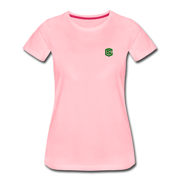 Women’s Premium T-Shirt  WITH GREEN  LOGO - pink