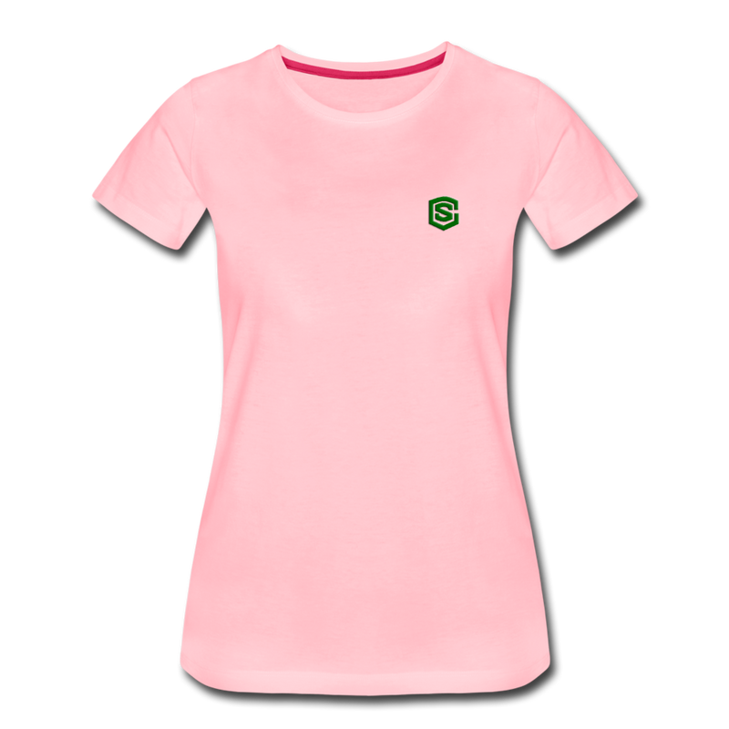 Women’s Premium T-Shirt  WITH GREEN  LOGO - pink