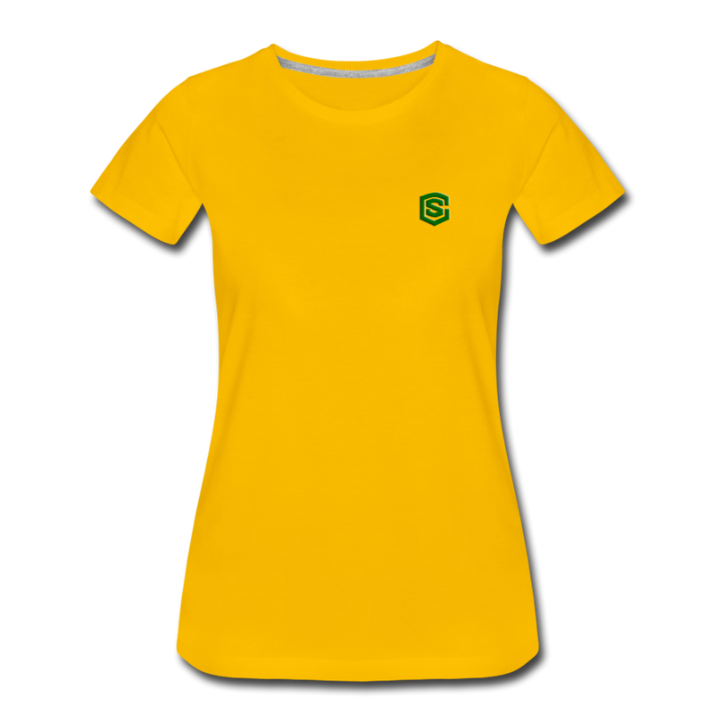 Women’s Premium T-Shirt  WITH GREEN  LOGO - sun yellow