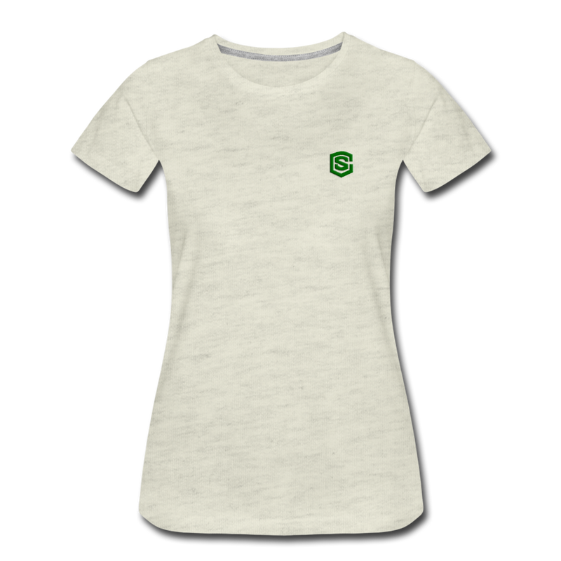 Women’s Premium T-Shirt  WITH GREEN  LOGO - heather oatmeal