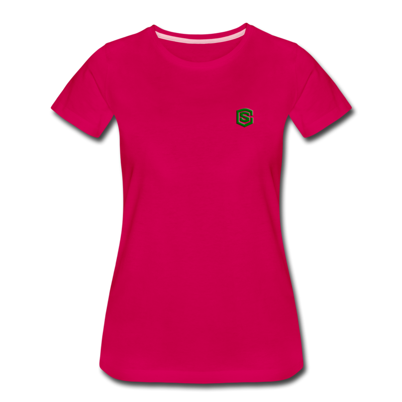 Women’s Premium T-Shirt  WITH GREEN  LOGO - dark pink