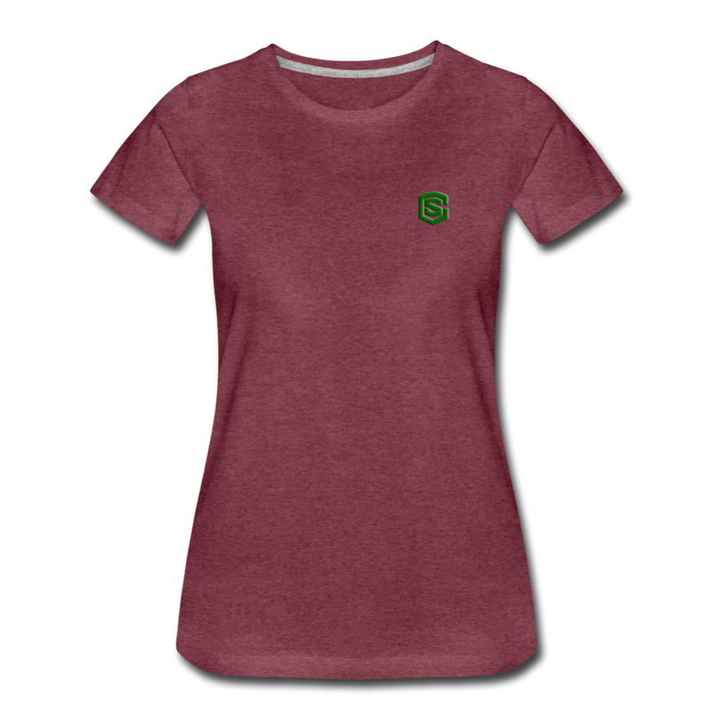 Women’s Premium T-Shirt  WITH GREEN  LOGO - heather burgundy