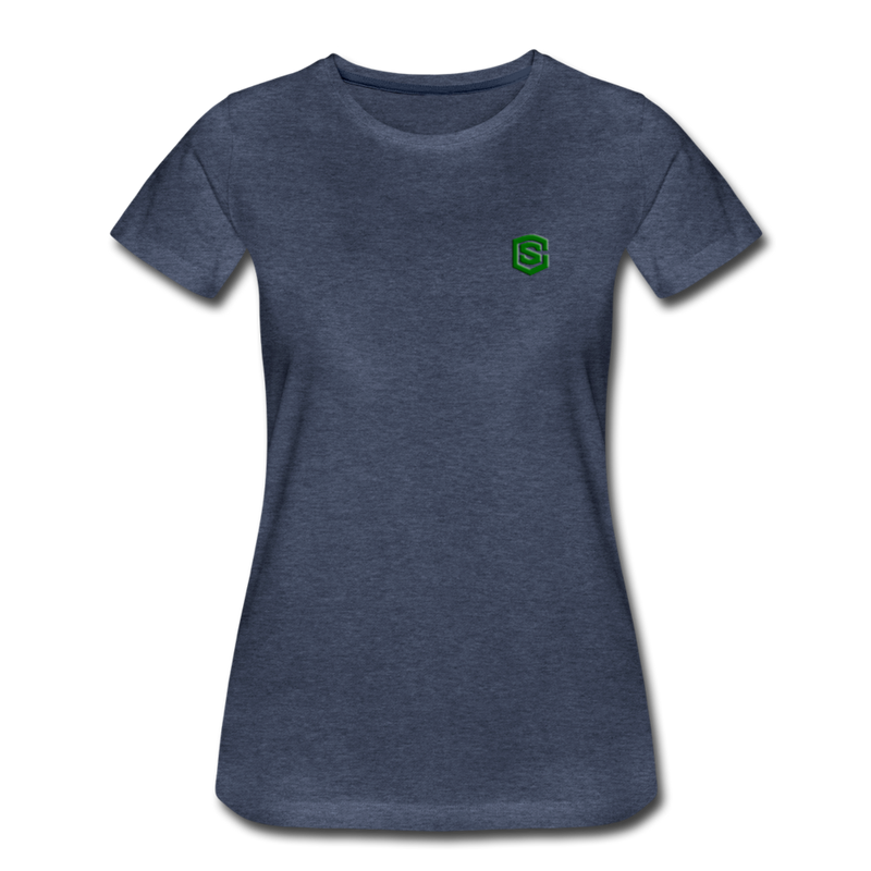 Women’s Premium T-Shirt  WITH GREEN  LOGO - heather blue