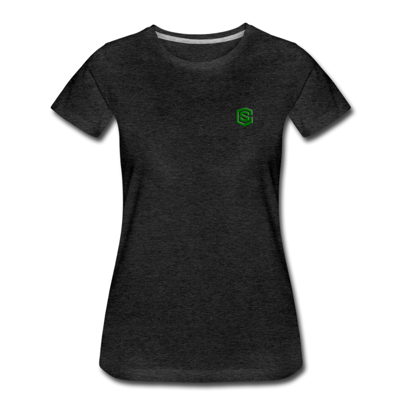 Women’s Premium T-Shirt  WITH GREEN  LOGO - charcoal gray