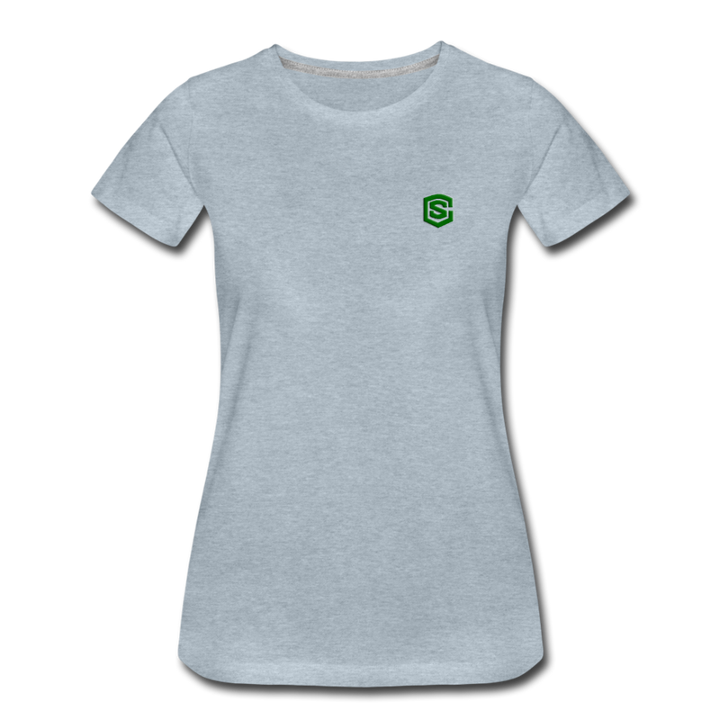 Women’s Premium T-Shirt  WITH GREEN  LOGO - heather ice blue