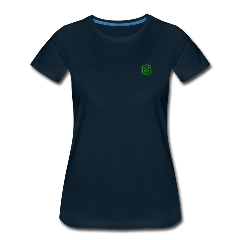 Women’s Premium T-Shirt  WITH GREEN  LOGO - deep navy