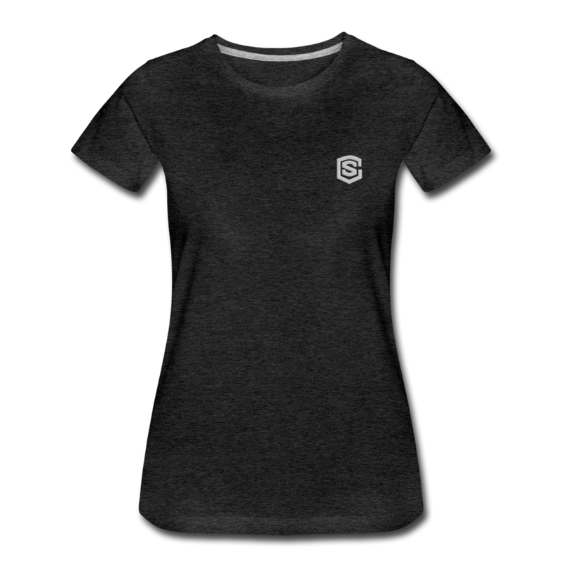 Women’s Premium T-Shirt  WITH  SILVER LOGO - charcoal gray