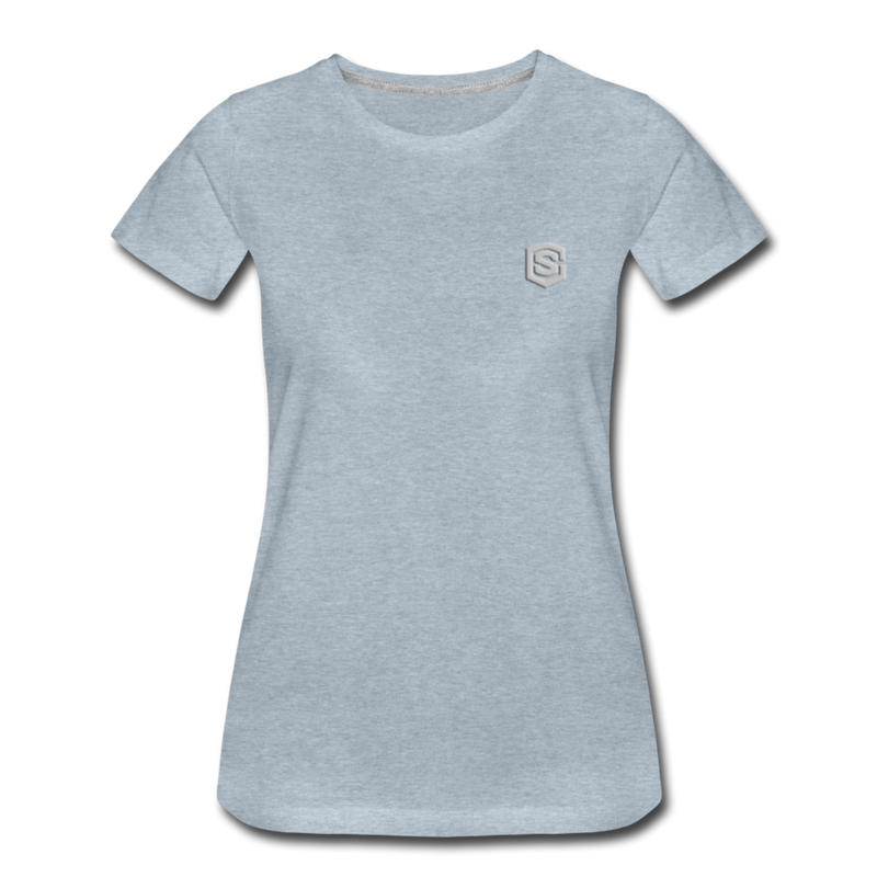 Women’s Premium T-Shirt  WITH  SILVER LOGO - heather ice blue