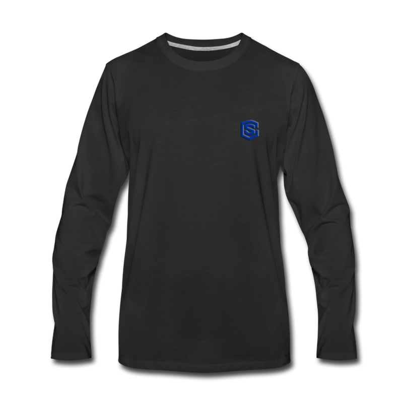 Men's Premium Long Sleeve T-Shirt  WITH BLUE  LOGO - black