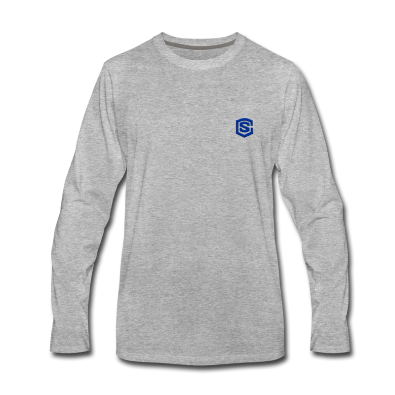 Men's Premium Long Sleeve T-Shirt  WITH BLUE  LOGO - heather gray