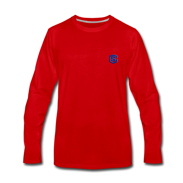 Men's Premium Long Sleeve T-Shirt  WITH BLUE  LOGO - red