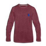 Men's Premium Long Sleeve T-Shirt  WITH BLUE  LOGO - heather burgundy