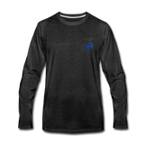 Men's Premium Long Sleeve T-Shirt  WITH BLUE  LOGO - charcoal gray