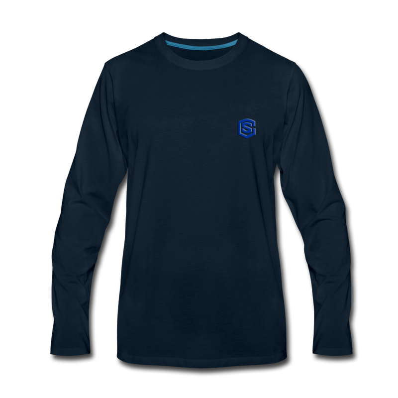 Men's Premium Long Sleeve T-Shirt  WITH BLUE  LOGO - deep navy