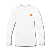 Men's Premium Long Sleeve T-Shirt  WITH ORANGE  LOGO - white