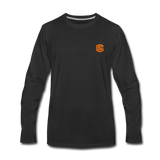 Men's Premium Long Sleeve T-Shirt  WITH ORANGE  LOGO - black