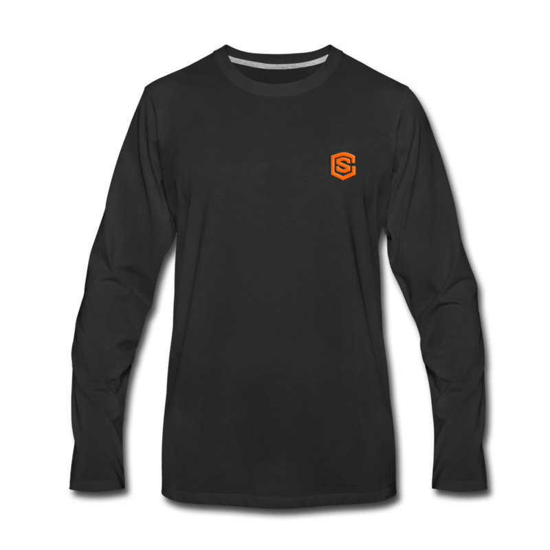 Men's Premium Long Sleeve T-Shirt  WITH ORANGE  LOGO - black