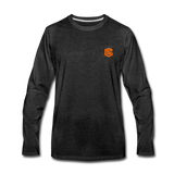 Men's Premium Long Sleeve T-Shirt  WITH ORANGE  LOGO - charcoal gray