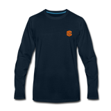 Men's Premium Long Sleeve T-Shirt  WITH ORANGE  LOGO - deep navy