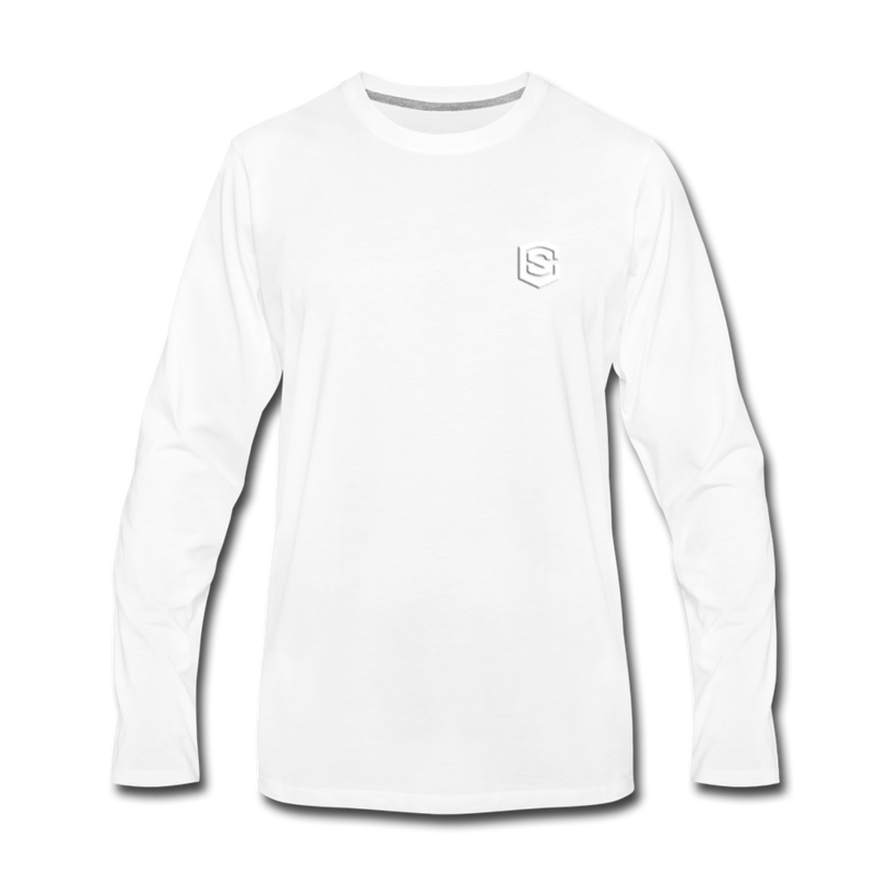 Men's Premium Long Sleeve T-Shirt  WITH WHITE  LOGO - white