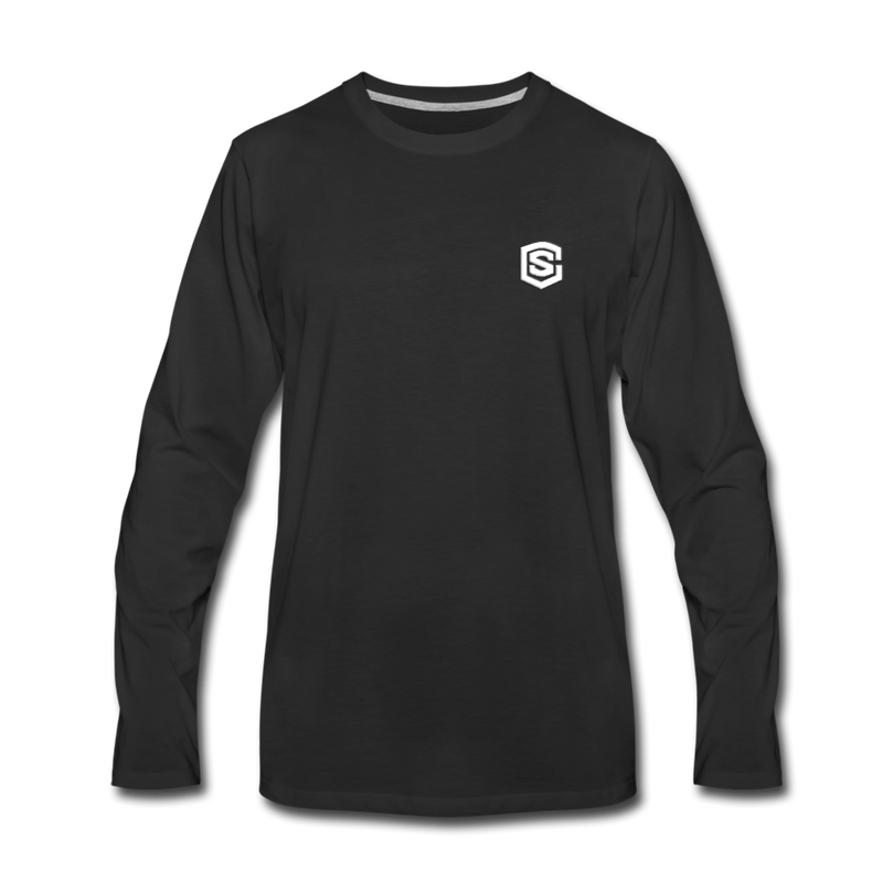 Men's Premium Long Sleeve T-Shirt  WITH WHITE  LOGO - black