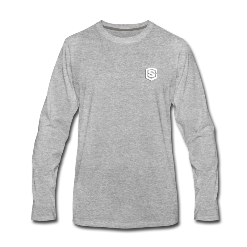 Men's Premium Long Sleeve T-Shirt  WITH WHITE  LOGO - heather gray