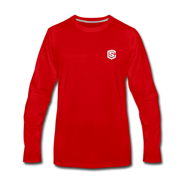 Men's Premium Long Sleeve T-Shirt  WITH WHITE  LOGO - red