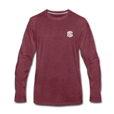 Men's Premium Long Sleeve T-Shirt  WITH WHITE  LOGO - heather burgundy