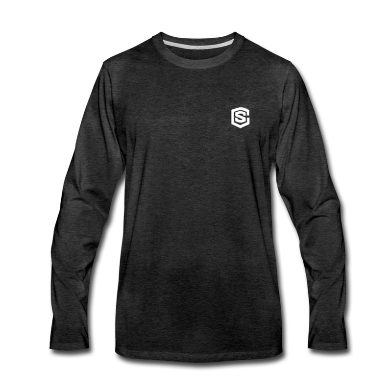 Men's Premium Long Sleeve T-Shirt  WITH WHITE  LOGO - charcoal gray