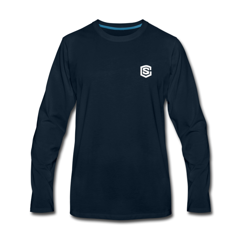 Men's Premium Long Sleeve T-Shirt  WITH WHITE  LOGO - deep navy