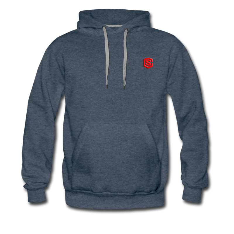 Men’s Premium Hoodie  WITH RED  LOGO - heather denim