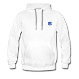 Men’s Premium Hoodie  WITH BLUE  LOGO - white