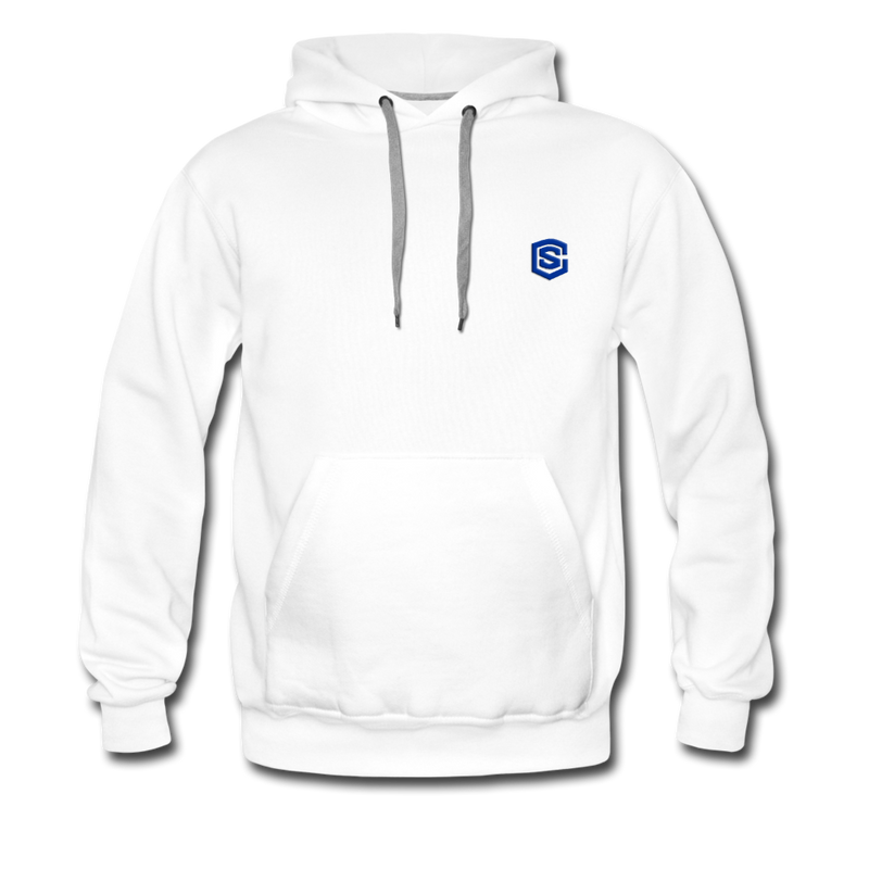 Men’s Premium Hoodie  WITH BLUE  LOGO - white