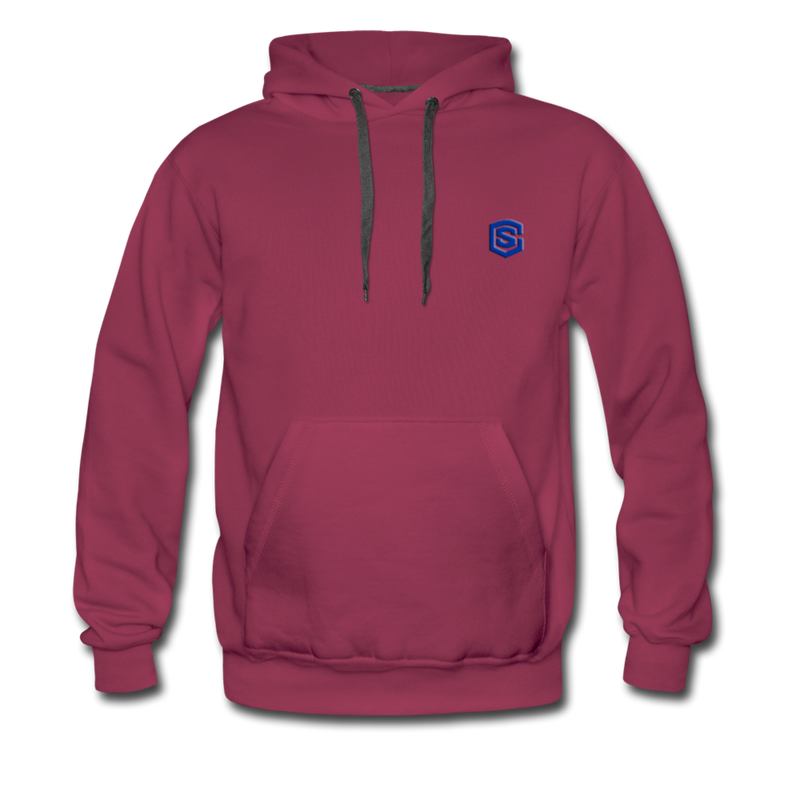 Men’s Premium Hoodie  WITH BLUE  LOGO - burgundy