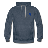 Men’s Premium Hoodie  WITH BLUE  LOGO - heather denim