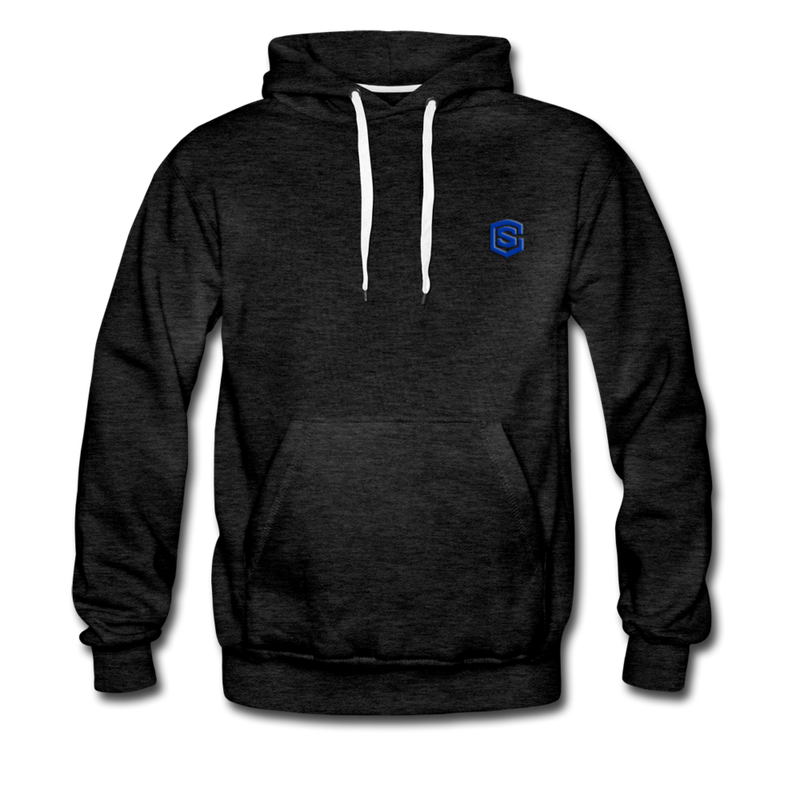 Men’s Premium Hoodie  WITH BLUE  LOGO - charcoal gray