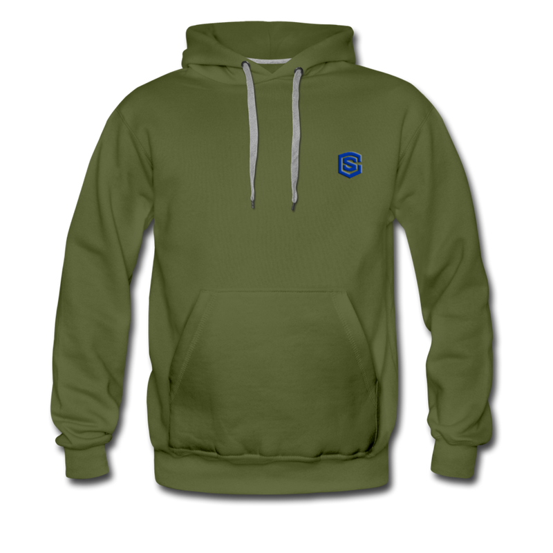 Men’s Premium Hoodie  WITH BLUE  LOGO - olive green