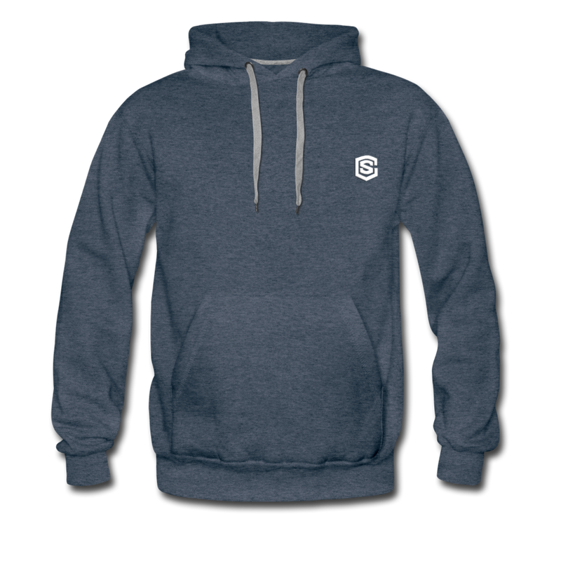 Men’s Premium Hoodie  WITH WHITE  LOGO - heather denim