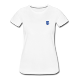 Women’s Premium T-Shirt  WITH BLUE  LOGO - white