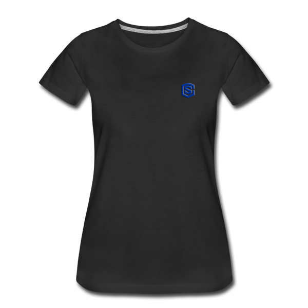 Women’s Premium T-Shirt  WITH BLUE  LOGO - black