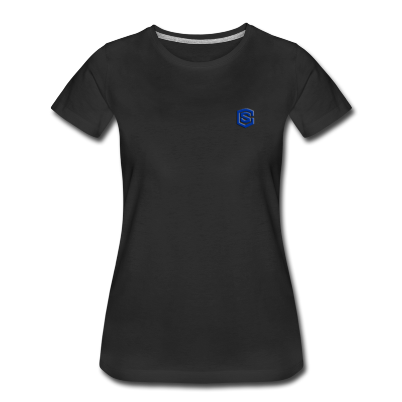 Women’s Premium T-Shirt  WITH BLUE  LOGO - black