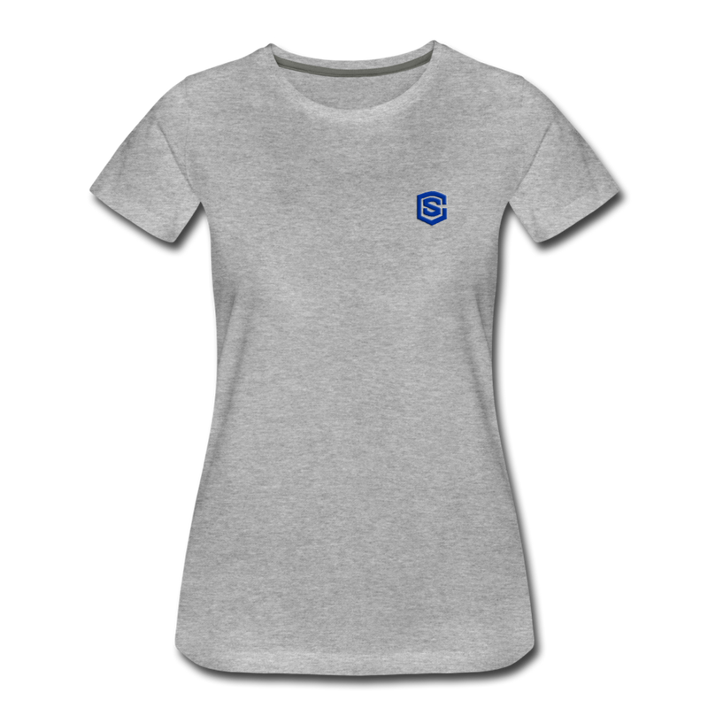 Women’s Premium T-Shirt  WITH BLUE  LOGO - heather gray