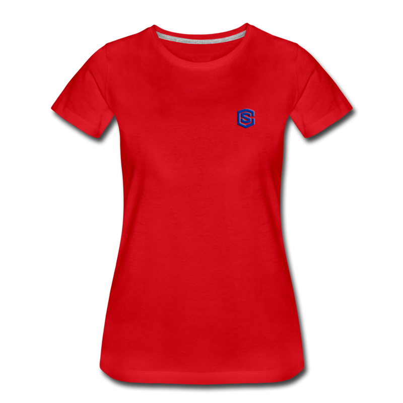 Women’s Premium T-Shirt  WITH BLUE  LOGO - red