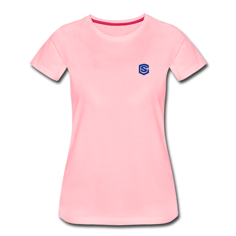 Women’s Premium T-Shirt  WITH BLUE  LOGO - pink