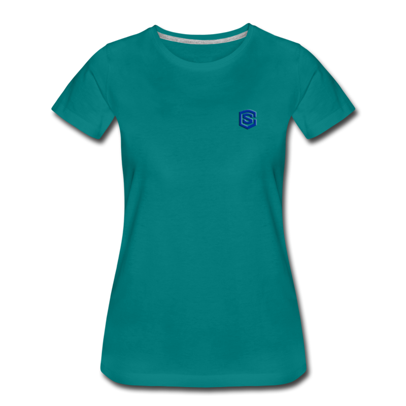 Women’s Premium T-Shirt  WITH BLUE  LOGO - teal