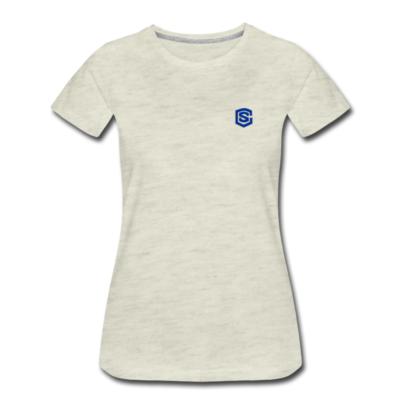 Women’s Premium T-Shirt  WITH BLUE  LOGO - heather oatmeal